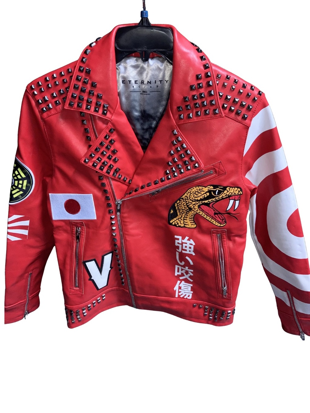 Eternity BC/AD Red Studded Biker Moto Jacket - Snake Fist